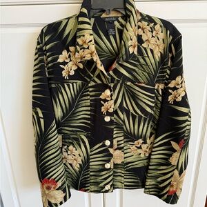 Multiples Black, Green, khaki palm print. Like new.